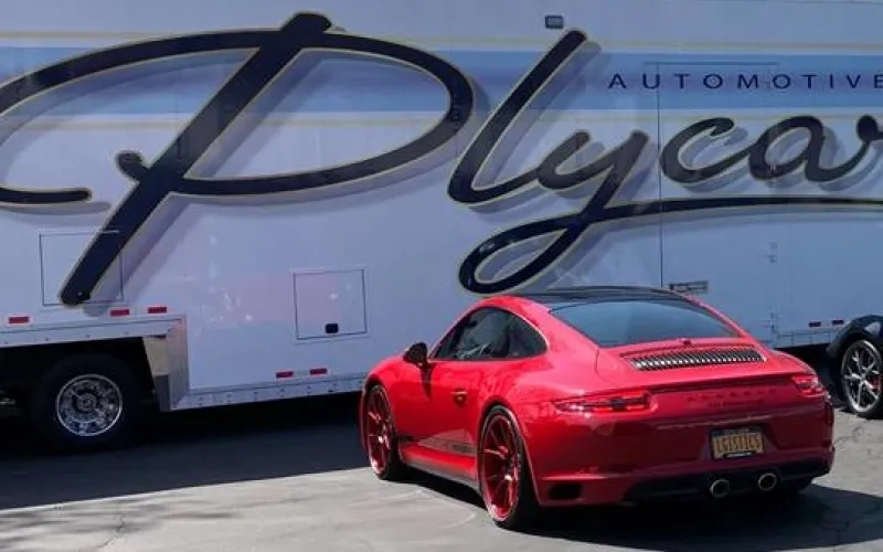 Plycar truck and Porsche car